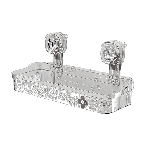 Générique Étagère de Douche à Ventouse - Support De Douche,Porte-Savon Amovible Sans Perçage Avec Trous D'Écoulement Pour Shampoing Gel Savon