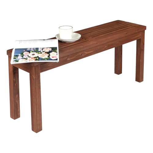 Bonnlo Banco de Madera para Exteriores 115 cm, Banco de Comedor sin Respaldo y Resistente,Madera de Abeto Natural, para Jardín, Patio y Terraza, Marrón