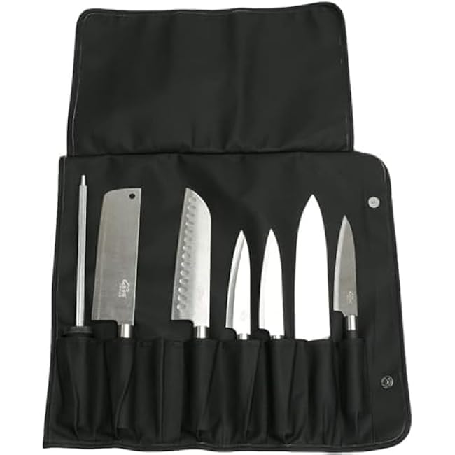 Knife Roll,Knife Bag,Knife Case, Chef Knife Bag,Portable Knife Roll Bag With 8 Slots Pockets, Snap Button Closure, Heavy Duty Knife Bags For Chefs Culinary Traveling- Knives not Included