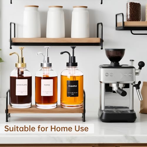 STARSIDE Coffee Bar Accessories 4 Pack - 16.9 oz/500 ml Glass Syrup Dispenser with Leakproof Gold Curved Pumps for Home Coffee, Cafes, Cocktails - Includes 31 Printed Labels, 5 Blank Labels by StarSide - Used condition - Image 6