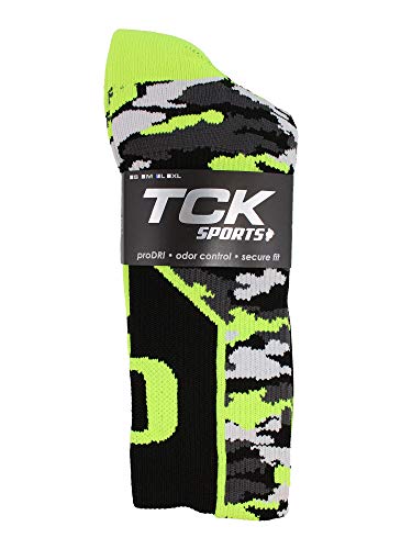 Tck Oregon Ducks Camo Crew Socks (Black/Neon Yellow, X-Large) #TOP2