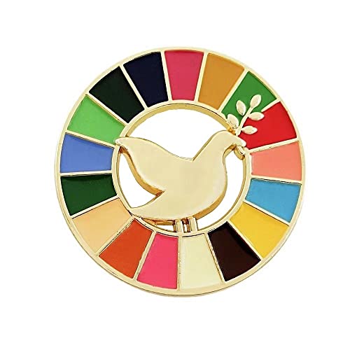 Image of 2pc United Nations Peace Dove Enamel Lapel Pin Brooch With 17 Colors Sustainable Development Goals Medal Badge