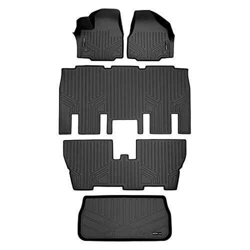 MAXLINER Floor Mats 3 Rows and Cargo Liner Behind 3rd Row Set Black for 2025-2025 Chrysler Pacifica 8 Passenger Model Only (No Hybrid Models)