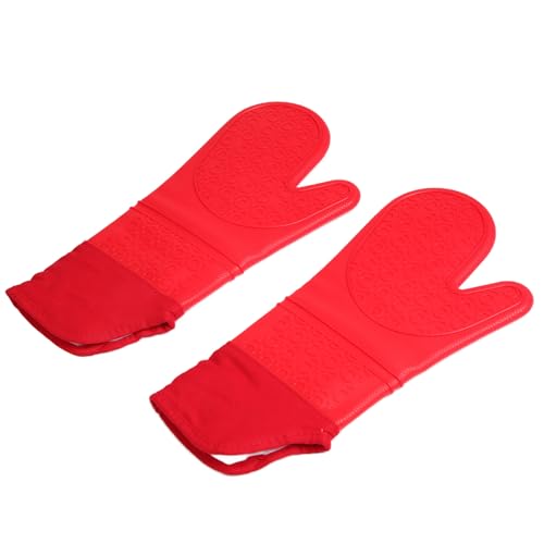 Manoplas de silicona para horno con diseño antideslizante resistente al calor en color rojo 5