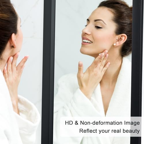 CROWNSHOP Full Length Mirror 110x33cm - Over The Door Mirror with Adjustable Hooks | Wall Mounted Large HD Tempered Glass Full Body Mirrors for Bedroom, Bathroom, Wardrobe (Black) - Cosy Home Interiors CROWNSHOP Full Length Mirror 110x33cm - Over The Door Mirror with Adjustable Hooks | Wall Mounted Large HD Tempered Glass Full Body Mirrors for Bedroom, Bathroom, Wardrobe (Black) - Image 5