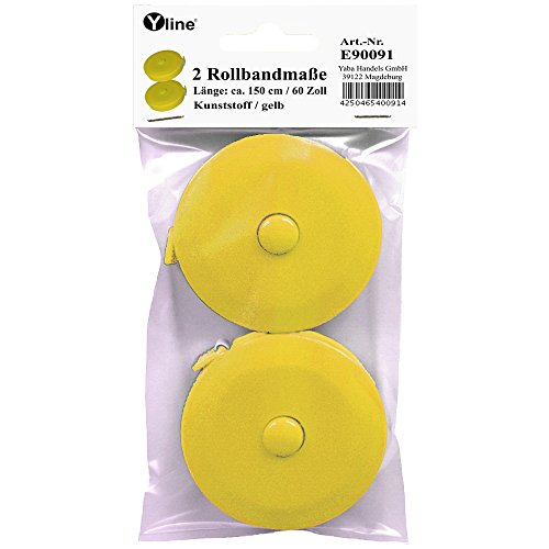 Yline 2 rolbandmaten snijlint geel 150 cm / 60 inch, in SB Pack, E90091
