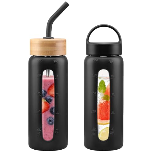 HYDRAGLAZIC 600ML Trinkflasche aus Glas,...