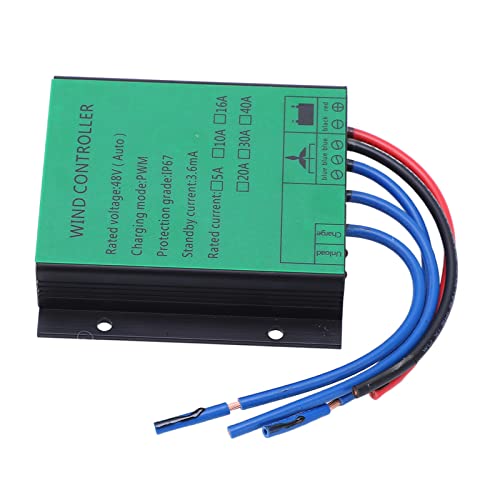 Rankomu Regulador de generador de turbina eólica, controlador de generador de turbina eólica, 1000 W, regulador de carga PWM, IP67 impermeable, 48 V 30 A, indicador LED para sistema de turbina eólica