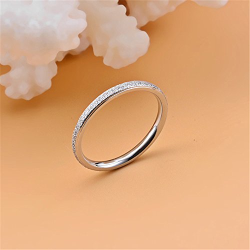 Fashion Month Womens 2mm Stainless Steel Sand Blast Finish Silver Wedding Band Engagement White Gold Domed Ring4