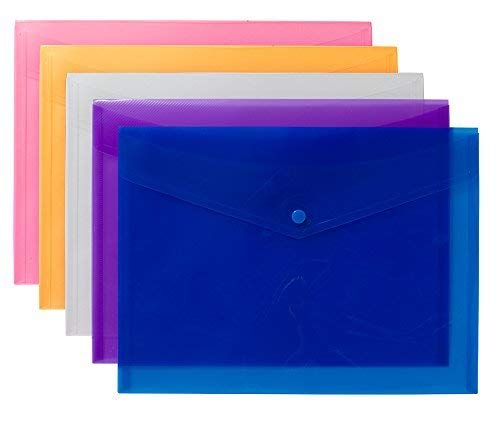 tiger 4 X 5x High Grade A4+ Coloured Stud Press Wallets Plastic Document Envelope Folders