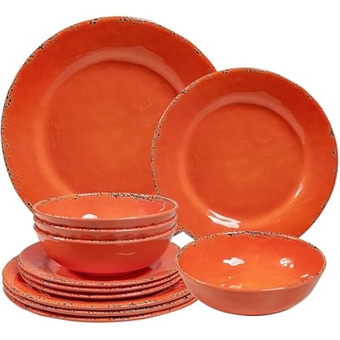 ZAROCRUS Rustic Melamine Dinnerware Set for 4 Cover