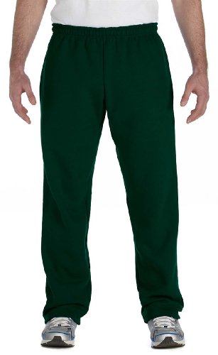 Gildan Heavy Blend 8 oz., 50/50 Open-Bottom Sweatpants, Small, FOREST GREEN
