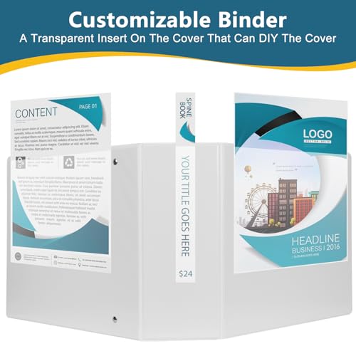 CIXILDTS 4-Inch 3 Ring Binder, Standard 4" Slant-D Ring Binder Fit Letter Size Paper, Presentation View Binders, White, 6-Pack by CIXILDTS - Image 5