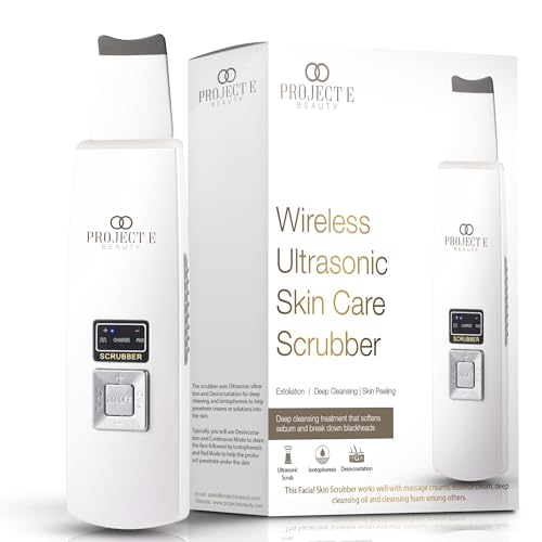 Project E Beauty Purificador inalámbrico ultrasónico para el cuidado de la piel | Exfoliación Espátula Lifting Deep Cleansing Blackhead Dead Pore Cleanser Peeling Skin Rejuvenecimiento Dispositivo