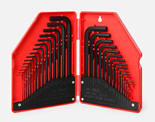 C&T Hex Key Wrench Set, Inch/Mertric â€“ 30-Piece , 0.028-3/8 inches, 0.7-10 mm, BlackÂ 