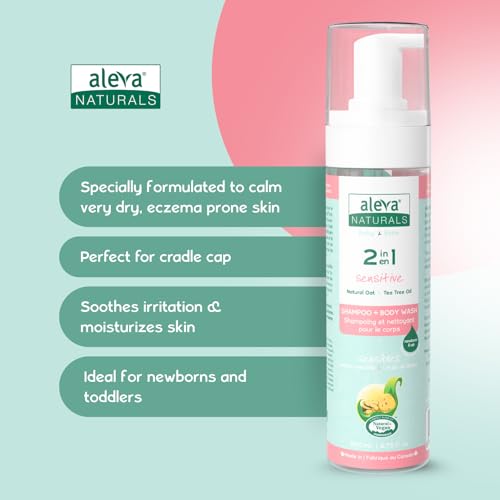 Image of Aleva Naturals Sensitive Skin Baby Care Set - 240ML Baby Lotion & 200ML 2 in 1 Shampoo and Body Wash for Babies with Dry Skin Daily Soothing Moisturizer Hypoallergenic Free Parabens