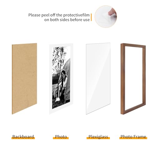 puthiac 22x28 Picture Frames for Wall - Minimalist 22x28 Oak Wood Frames, 22"x28" Poster Frame Wood, Natural Solid Wooden Picture Frames for Wall Art Photo and Prints(1 Pack, Walnut)
