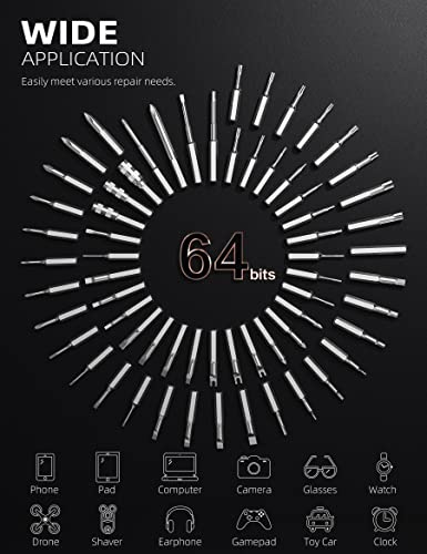 iFu Mini Electric Screwdriver Kit, 90-in-1 Precision Repair Set with 64 Magnetic Bits & LED Light - image 2