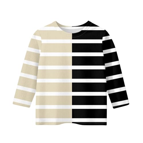 3/4 Length Sleeve Shirts for Girls Round Neck Striped Color Block Print Casual Blouses Floral Print Tshirts3
