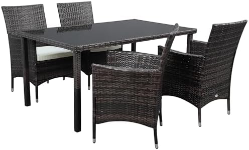 Set Giardino 4 Pezzi Outsunny In Rattan PE - Divanetti E Tavolino In Vetro - Bianco Crema - Foto 4