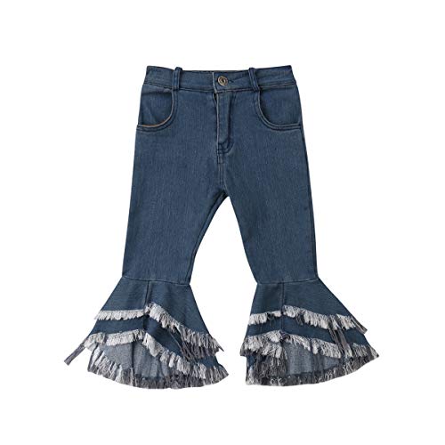 One opening Toddler Girls Fashion Jeans Long Denim Pants Flare Trousers Boot Cut Kids Jeans Clothes 2-7T