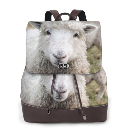 Sac à dos en cuir pour femme avec motif mouton mignon et agneau original