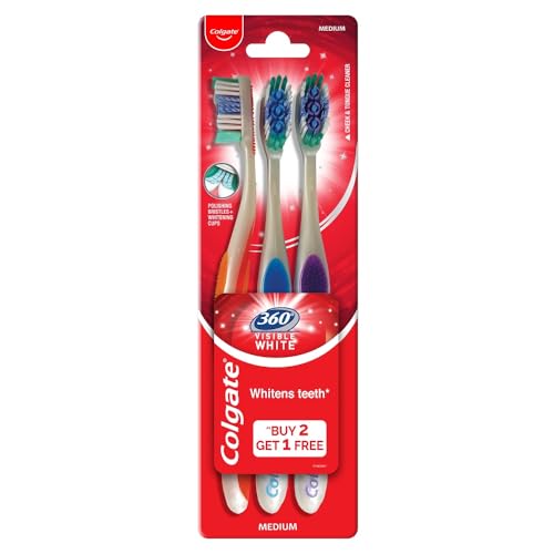 Image of Colgate 360 Visible White Toothbrush Set | Ultra Soft Bristles - 3Pcs