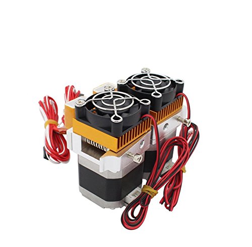 Redrex Assembled MK8 Extruder 0.2/0.3/0.4/0.5mm Print Nozzle Hotend for MakerBot Prusa i3 Reprap 3D Printer (Dual MK8 extruder)