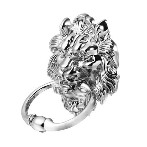 HEATSHAKING ビンテージ風錫合製ライオンヘッドドアノッカー 大型ドア用リングプル 耐久性と防錆性 家 店舗の玄関装飾に