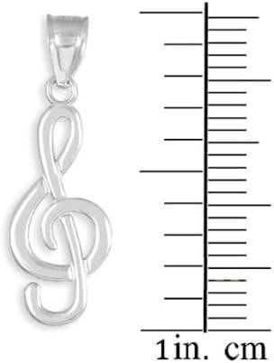 925 Sterling Silver Treble Clef Pendant Necklace with Rolo Chain and Pendant only - Image 2