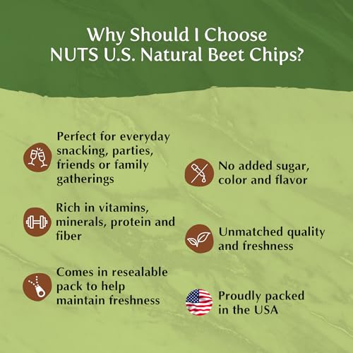 NUTS U.S. - Beet Chips | Sea-Salted | No Color Added and No Sugar Added | All Natural | Delicious And Healthy | Bulk Chips (Beet Chips, 2.2 LBS)