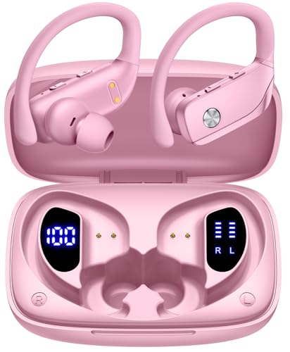 bmanl Wireless Earbuds Bluetooth Headphones Over Ear Hooks Ear Buds with 80H Playtime, LED Power...