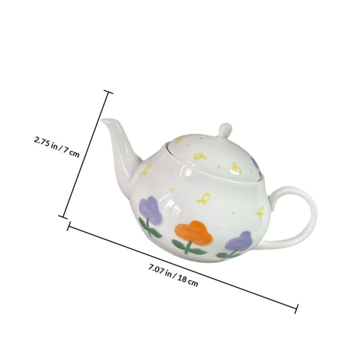 Teiera Giapponese in Ceramica 380ml Bianca Rotonda | Finitura Liscia e Arrotondata, Facile da Pulire, Sensazione Confortevole, per Studio e Ufficio
