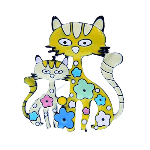 Broche chat et fleur émail pour customiser une tenue terne facilement