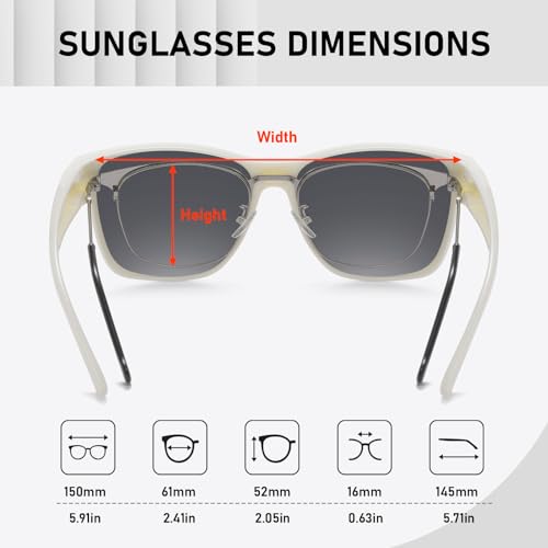 Over Glass Sunglasses for Men Women,Lightweight Square Polarized Sunglasses Wear Over Glasses,UV Protection3