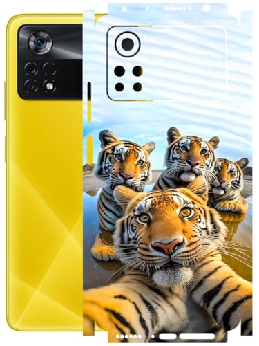Image of AtOdds - Full Body Back Screen Guard Protector Film - Lamination Wrap Skin Sticker Compatible with Poco X4 PRO (5G) | Scratchproof Matte Finish (Selfie)