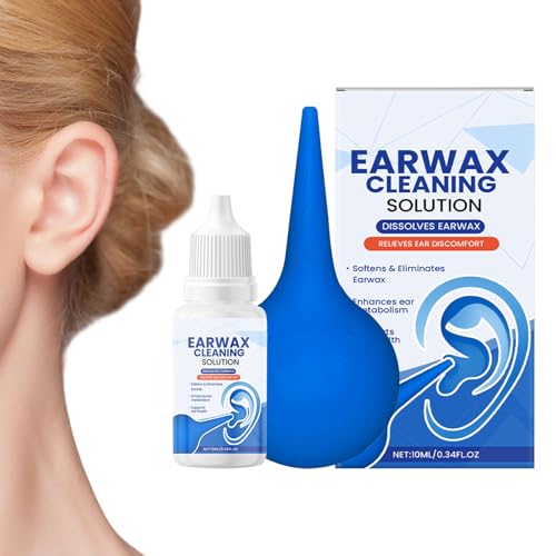 Gotas para Quitar del Oído,Gotas Disolventes de Cerumen con Jeringa de Pera | Disolvente Natural para Picor Endurecimiento Acúfenos Zumbido - Para Hombres Mujeres Adultos Mayores con Acúfenos