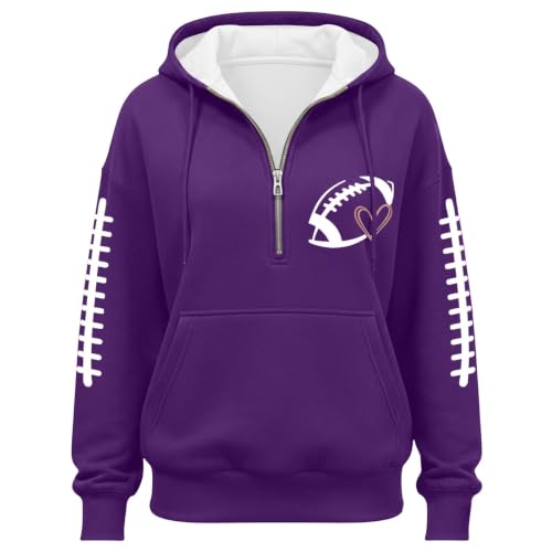 SdGgsgv Half Zip Pullover Women Football Game Day Graphic Oversized Hoodie - image 4