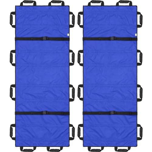 Threlaco 2 Pcs 72" x 27" Portable Transport Stretcher Medical with 12 Rubber Foam Handles Folding for Emergency Lightweight Patient and Animals Transport for Rescue First Aid(Blue)