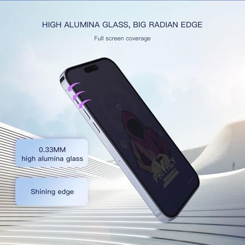 Image of Amazon Brand - Solimo Privacy Tempered Glass Screen Protector for iPhone 14 Pro Max (6.7 inches) | Edge to Edge Coverage | Easy Installation Kit | Anti-Spy