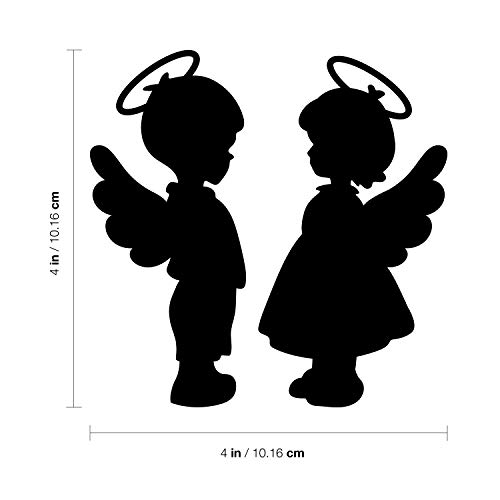Set de 2 Vinilos Decorativos de Pared Angelitos 4"x4" Negro miniatura 3