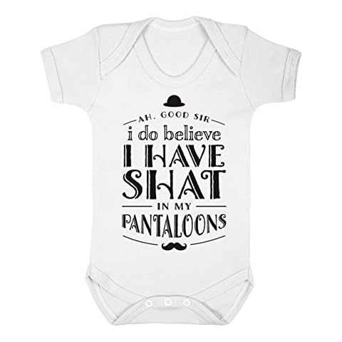 ART HUSTLE Ah Good Sir I Do Believe I Have Shat In My Pantaloons Short Sleeve Bodysuit (White - 0-3 Months) Cover