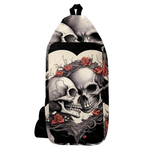 Sac à dos à bandoulière têtes de mort cœur multicolore 16x36.5cm mixte