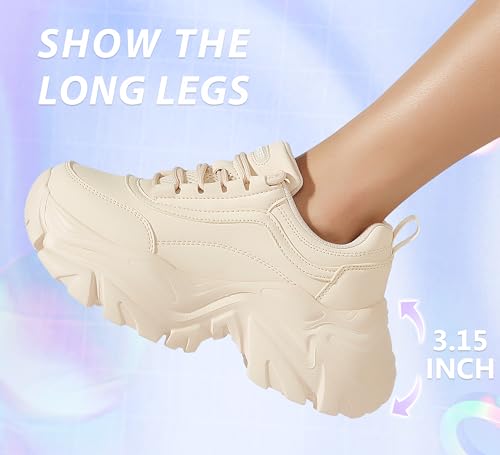 LUCKY STEP Chunky Turnschuhe für Damen, modische Plateau-Lässige Schuhe, Bequeme Keilabsatz Sneaker – Bild 5