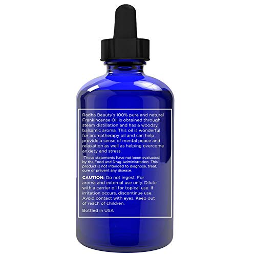 Radha Beauty Frankincense Essential Oil 4 Oz - 100% Pure & Therapeutic Grade, Steam Distilled For Aromatherapy And Relaxation. #TOP3