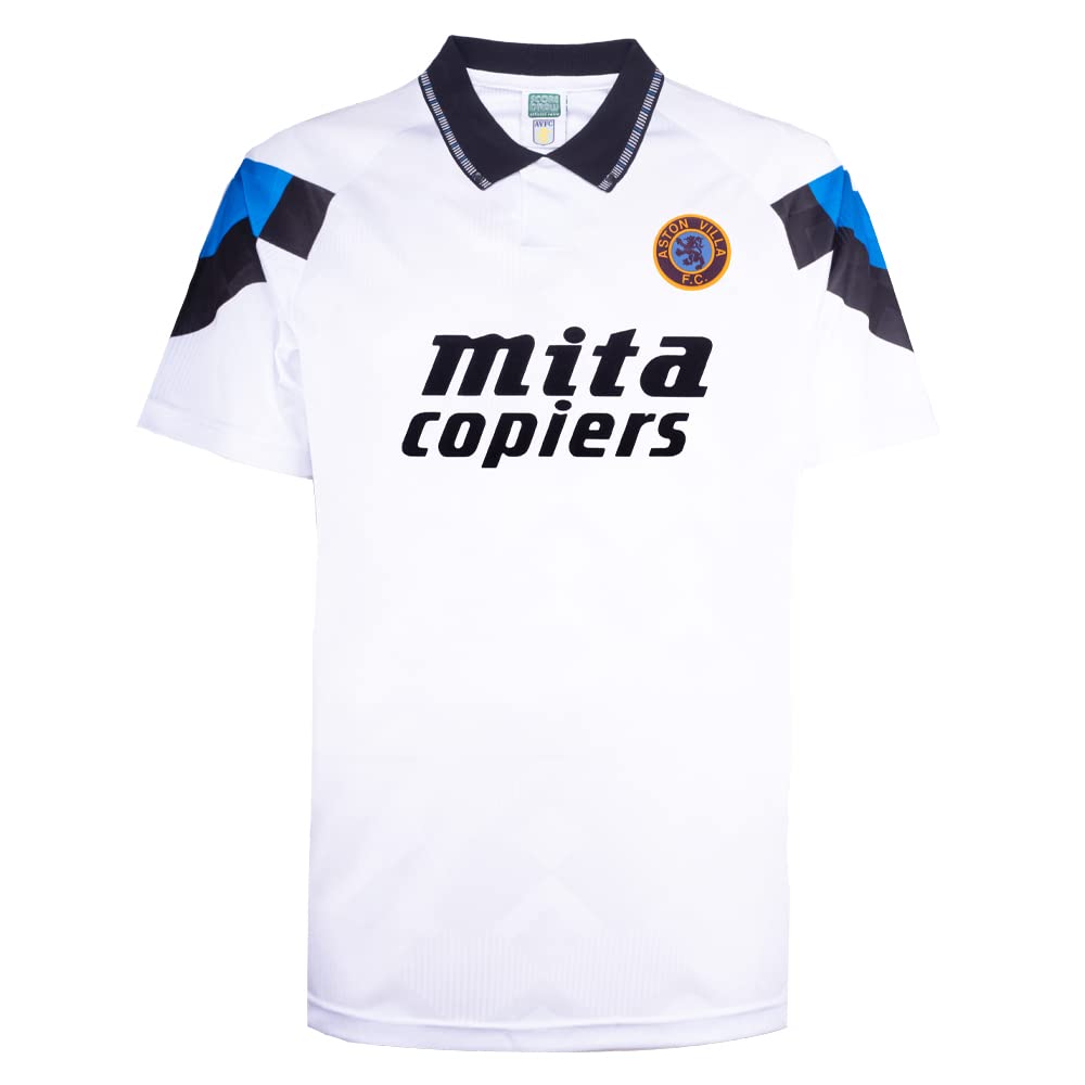 Score Draw Men's White Aston Villa 1990 Away Retro Football Shirt Medium Polyester