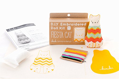 Image of DIY Embroidery Doll Kit by Kiriki Press | 3 Skill Levels - Beginner to Advanced (Fiesta Cat - Level 2)