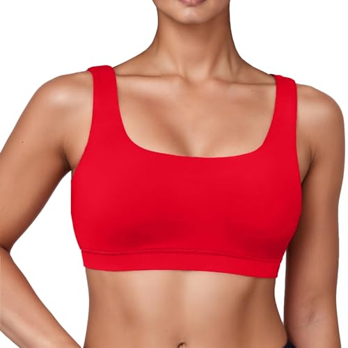 Generisch Bikini a buon mercato da donna reggiseno sportivo da donna costume da bagno reggiseno bikini top collo costumi da bagno donna bikini set blu chiaro, Colore: rosso, M