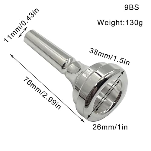 Missmore SZ-03 Silver Plated Trombone Mouthpiece 9Bs Small Shank thumb #3
