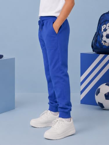 Image of KiddoPanti Boys Solid Fleece Track Pants | Cotton Poly Fleece Fabric | Ankle Length Bottom Rib | 2 Front Patch Pocket | Elastic Waist & Drawcord | Jogger Track Pants for Boys